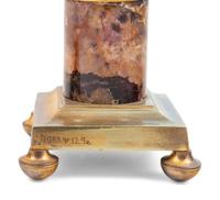 A Set of Four Gilt Metal and 'Blue John' Figural Candlesticks