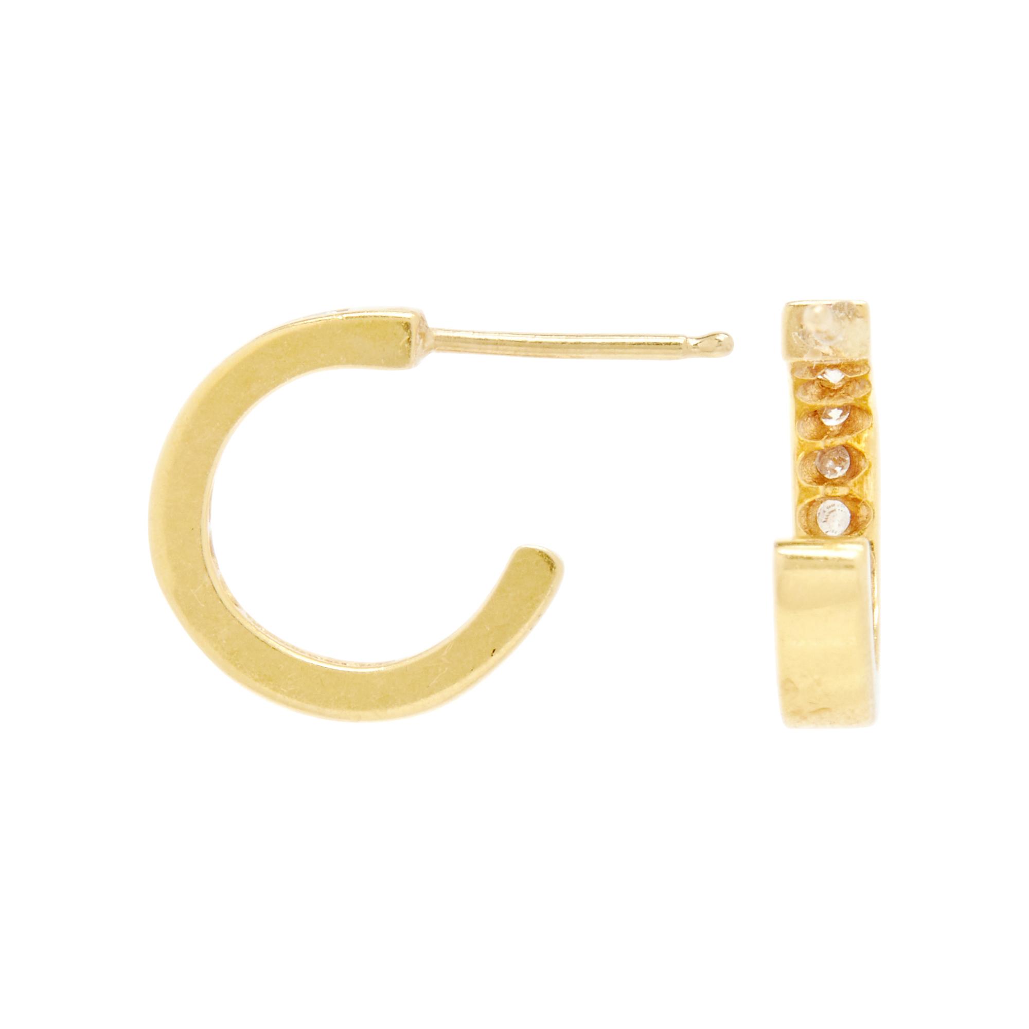 TIFFANY & CO., YELLOW GOLD AND DIAMOND HOOP EARRINGS