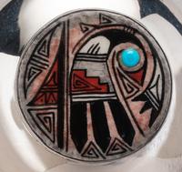 Sterling Silver Bolo Tie, with Painted Sikyatki Design Lot is located and will ship from Denver, Colorado.