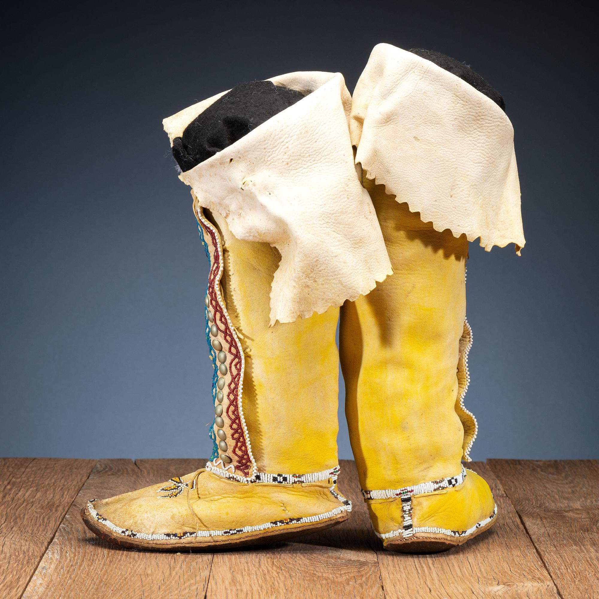 Comanche Beaded Hide Boot Moccasins