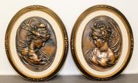 A Pair of Continental Bronze Plaques Height 13 1/2 x width 10 inches.