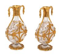 A Pair of French Gilt Bronze Mounted Cut Glass Decanters