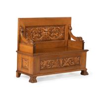 A Carved Italianate Hall Bench in Oak