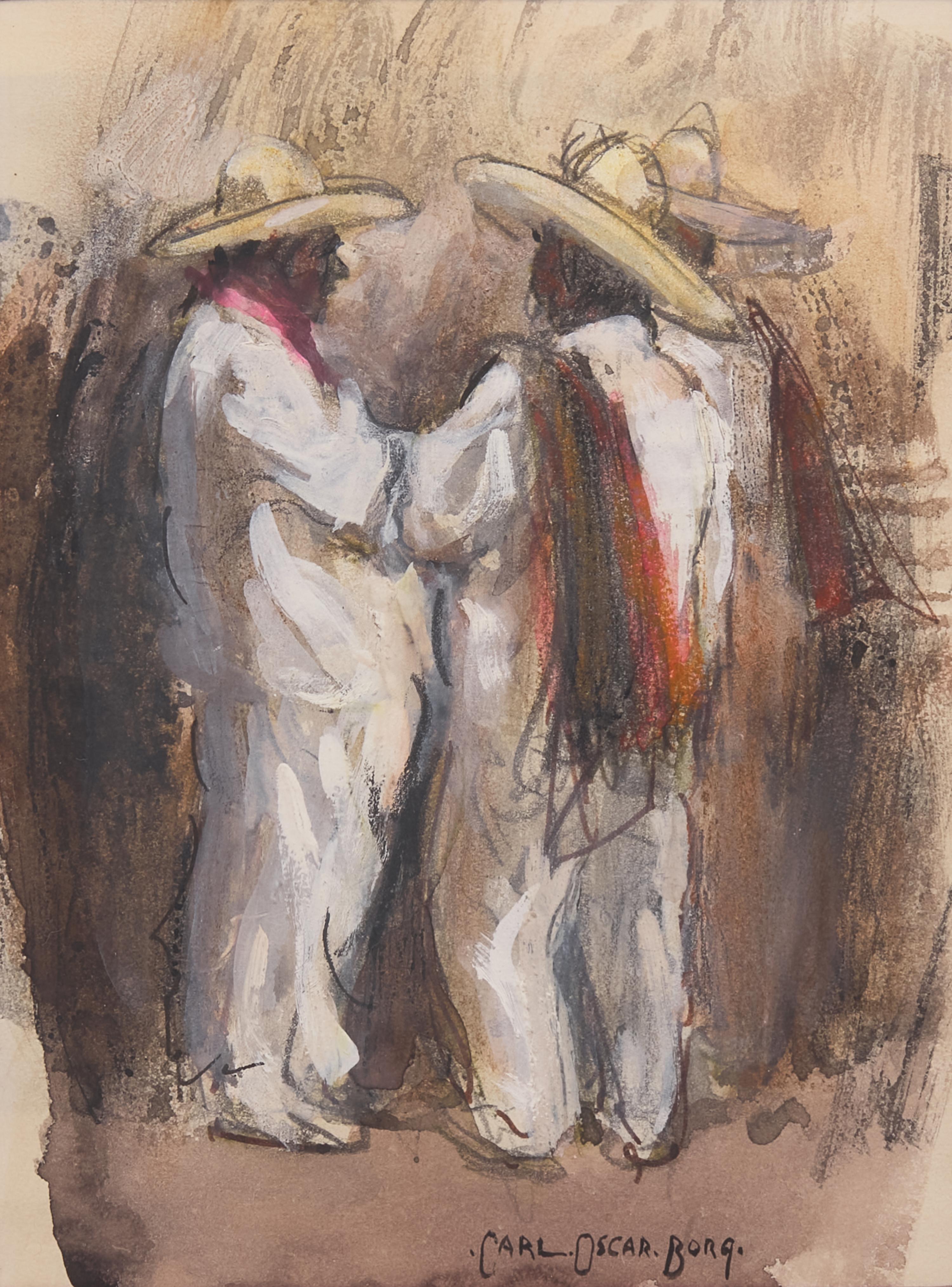 Carl Oscar Borg (American, 1879–1947) — In Conversation; with Woman in Profile (A Double-Sided Work)