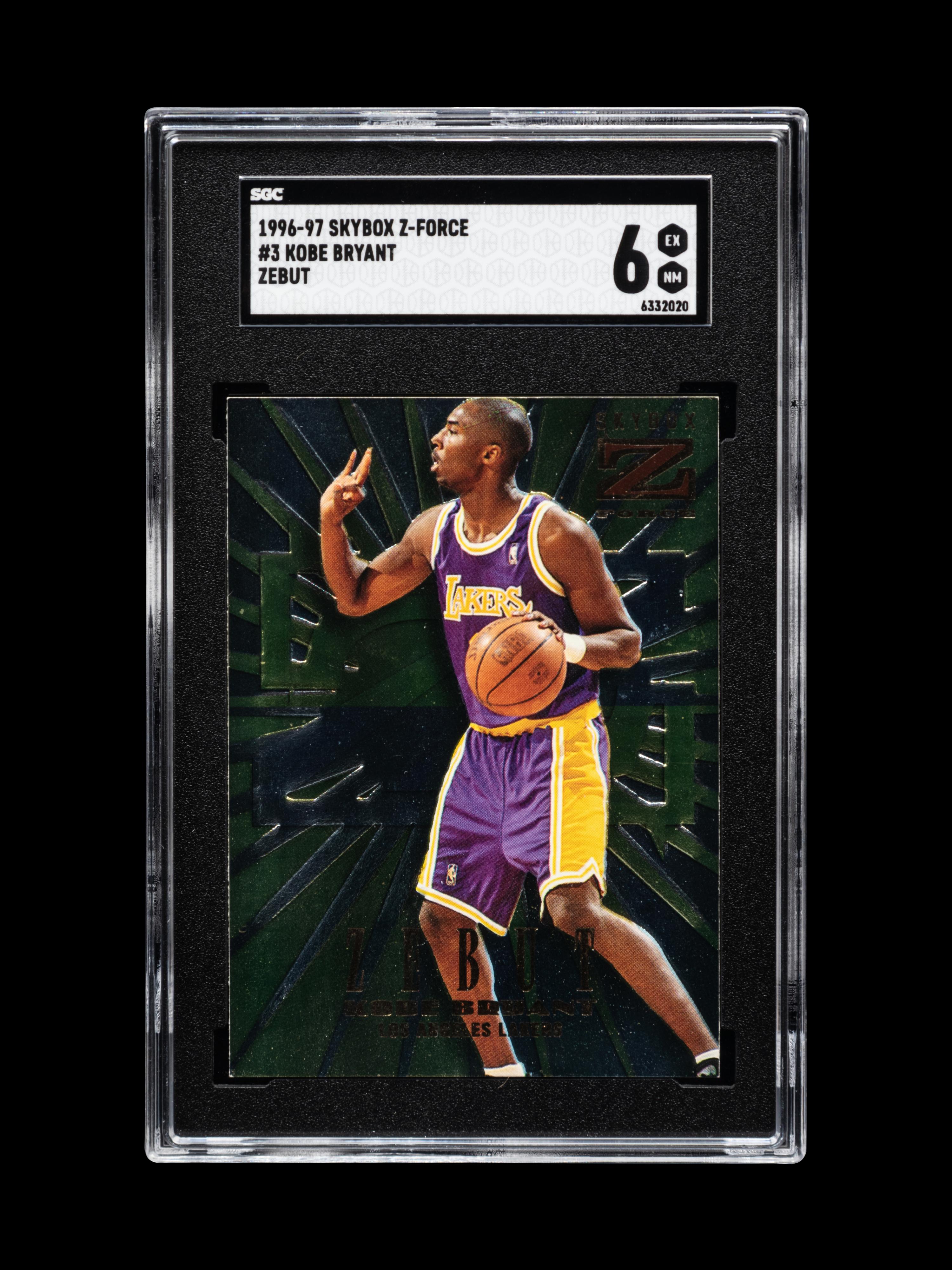 A 1996-97 Skybox Z-Force Zebut Kobe Bryant Rookie Basketball Card No. 3 (SGC 6 EX-MT)
