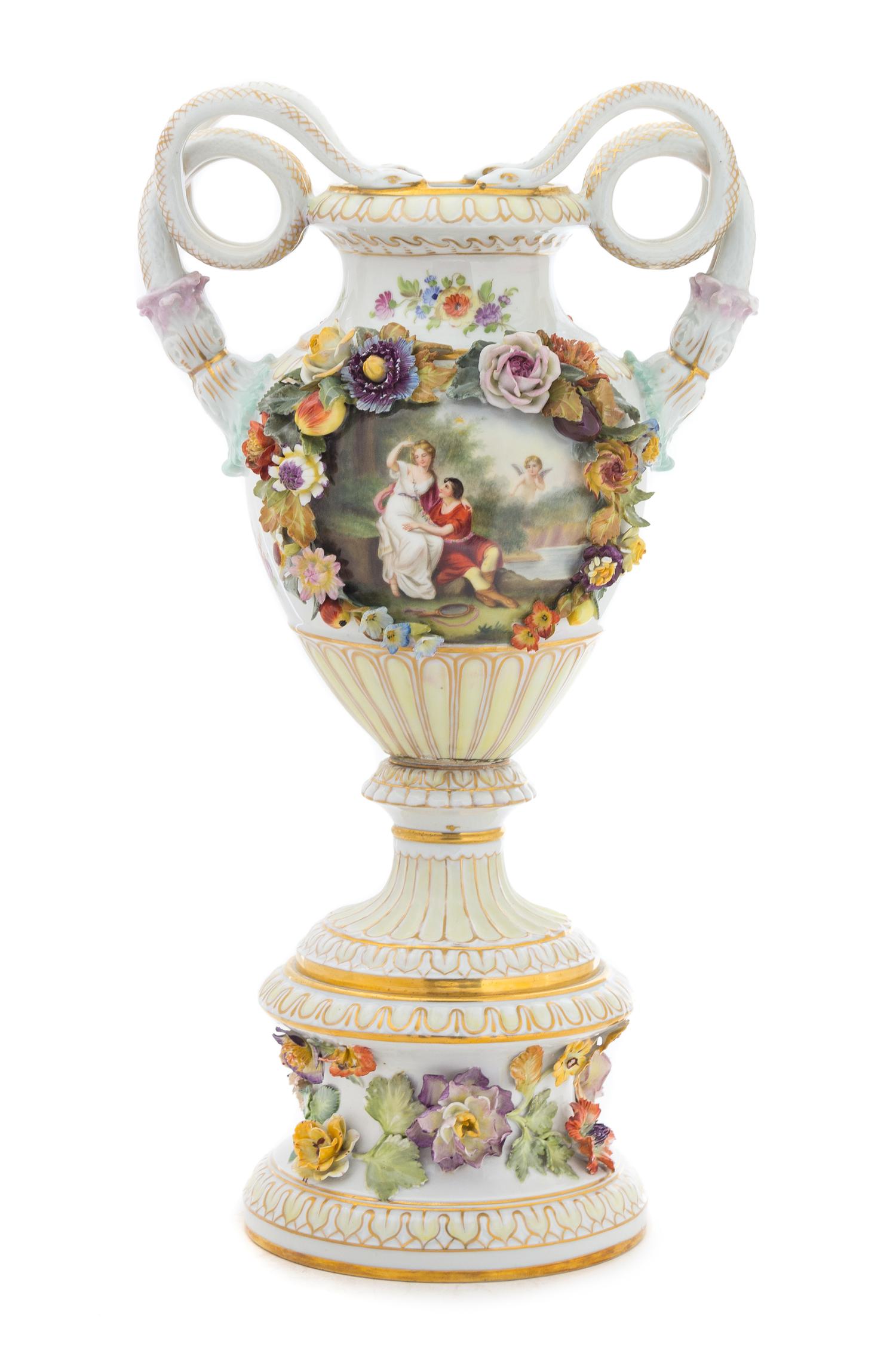 A Dresden Porcelain Urn Height 20 inches. — 20TH CENTURY