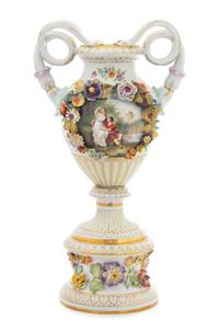 A Dresden Porcelain Urn Height 20 inches. — 20TH CENTURY