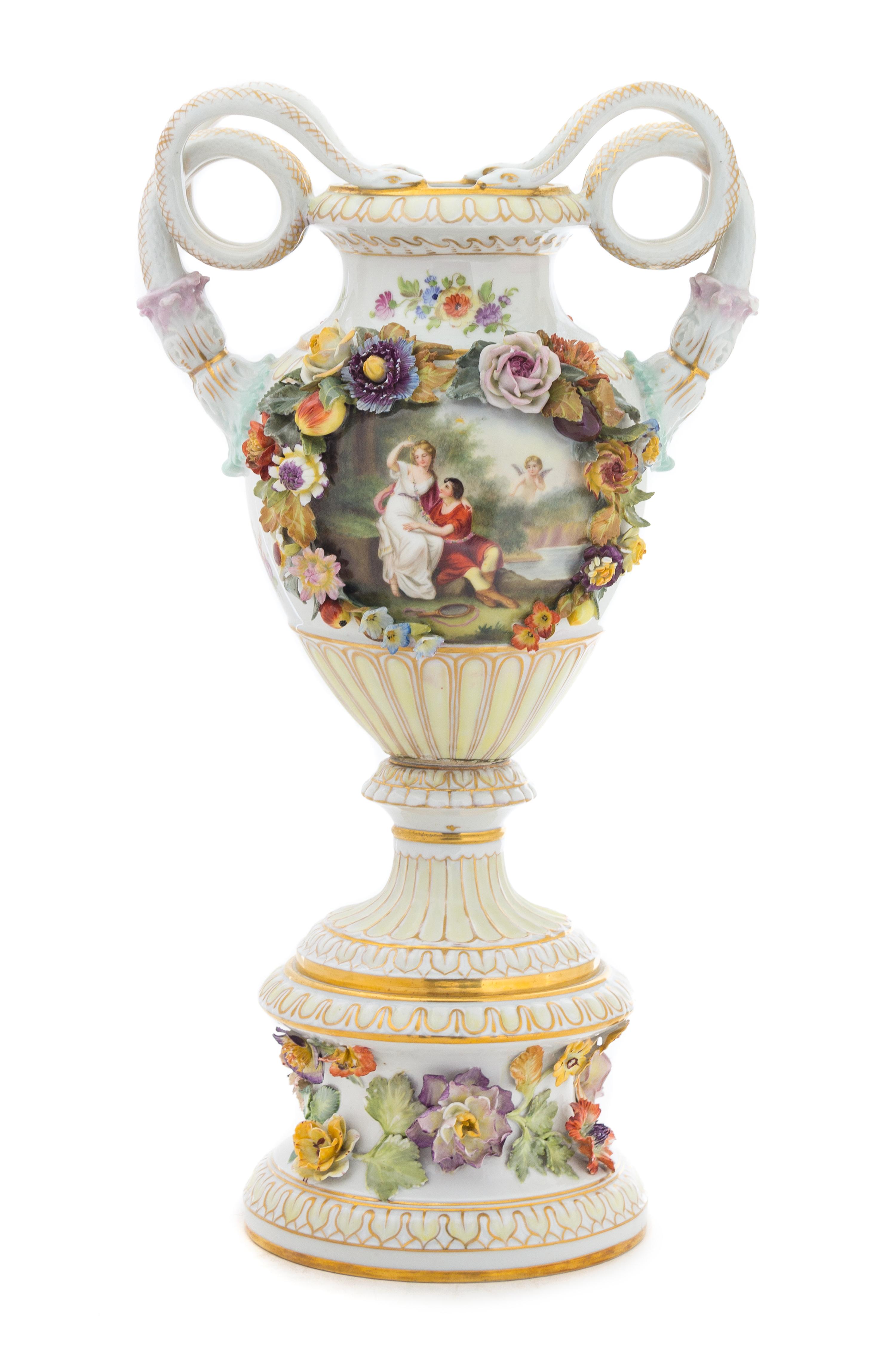 A Dresden Porcelain Urn Height 20 inches. — 20TH CENTURY