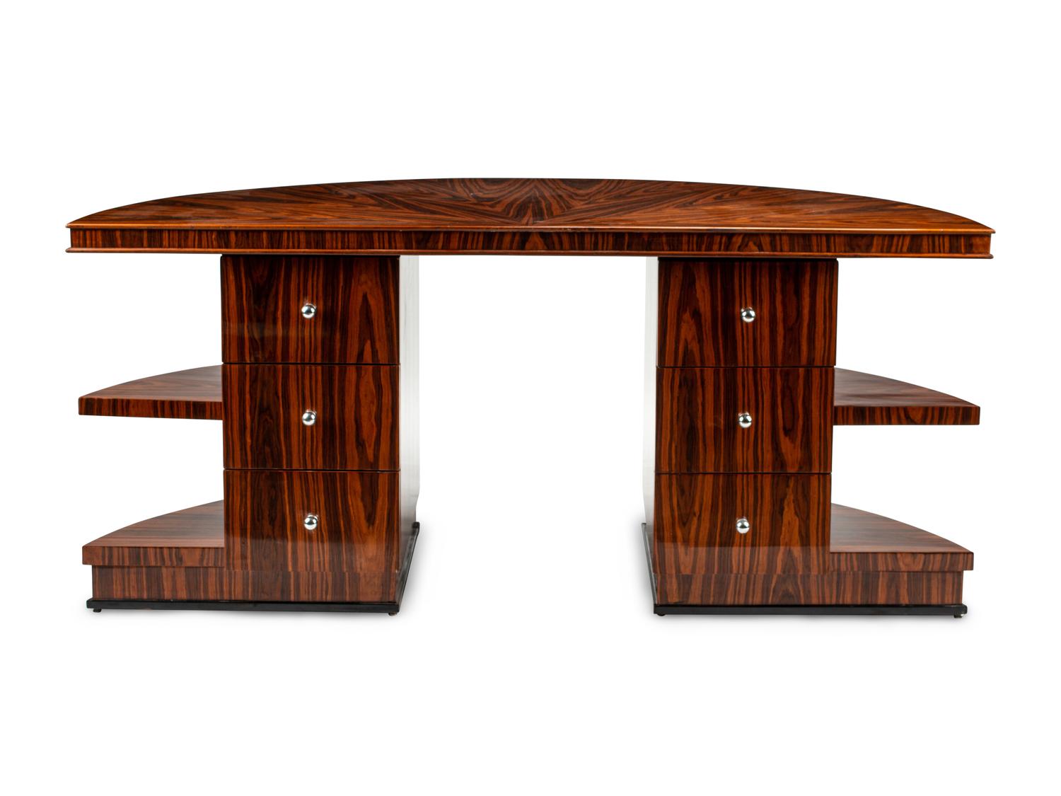 An Art Deco Style Bookmatched Exotic Woods Desk