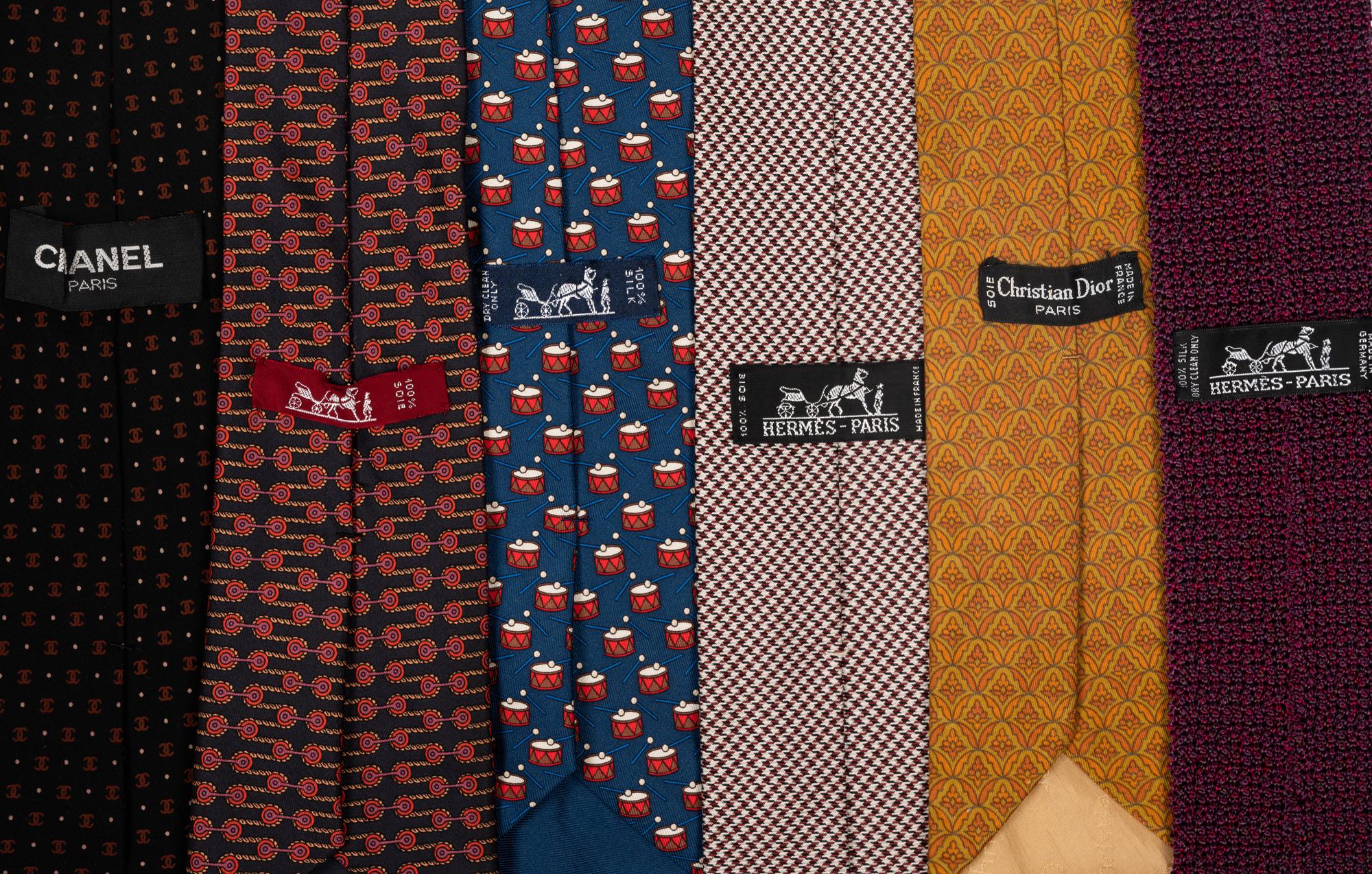Collection of Twelve Men's Ties: Nine Hermès, Two Dior, and One Chanel, 1980s-2000s