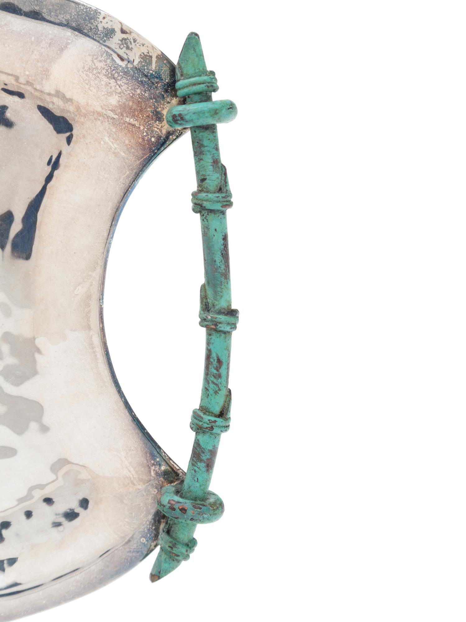 An Emilia Castillo Silver-Plate and Turquoise Mounted Serving Tray