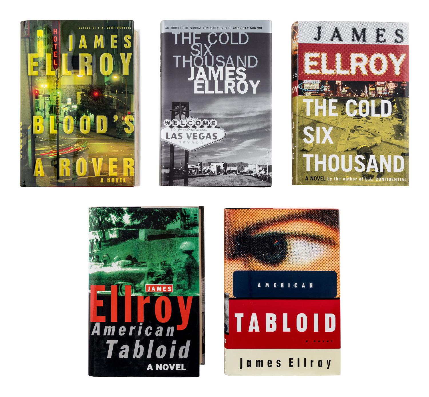 ELLROY, James (b. 1948). [The Underworld U.S.A. Trilogy:] American Tabloid . 1995. -- The Cold Six Thousand . 2001. -- Blood's A Rover . 2009. All New York: Alfred A. Knopf.