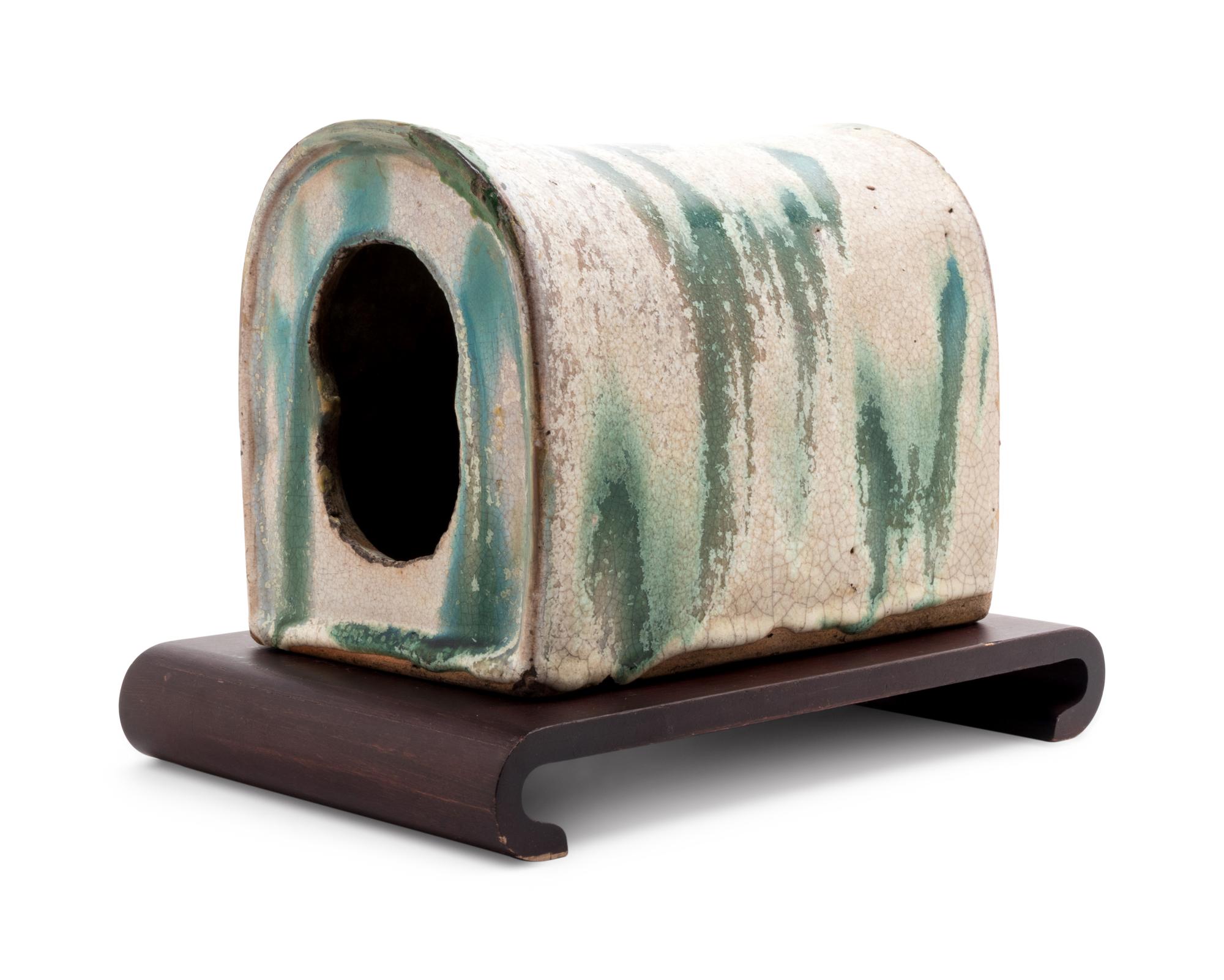 A Green Decorated White Glazed Porcelain Pillow