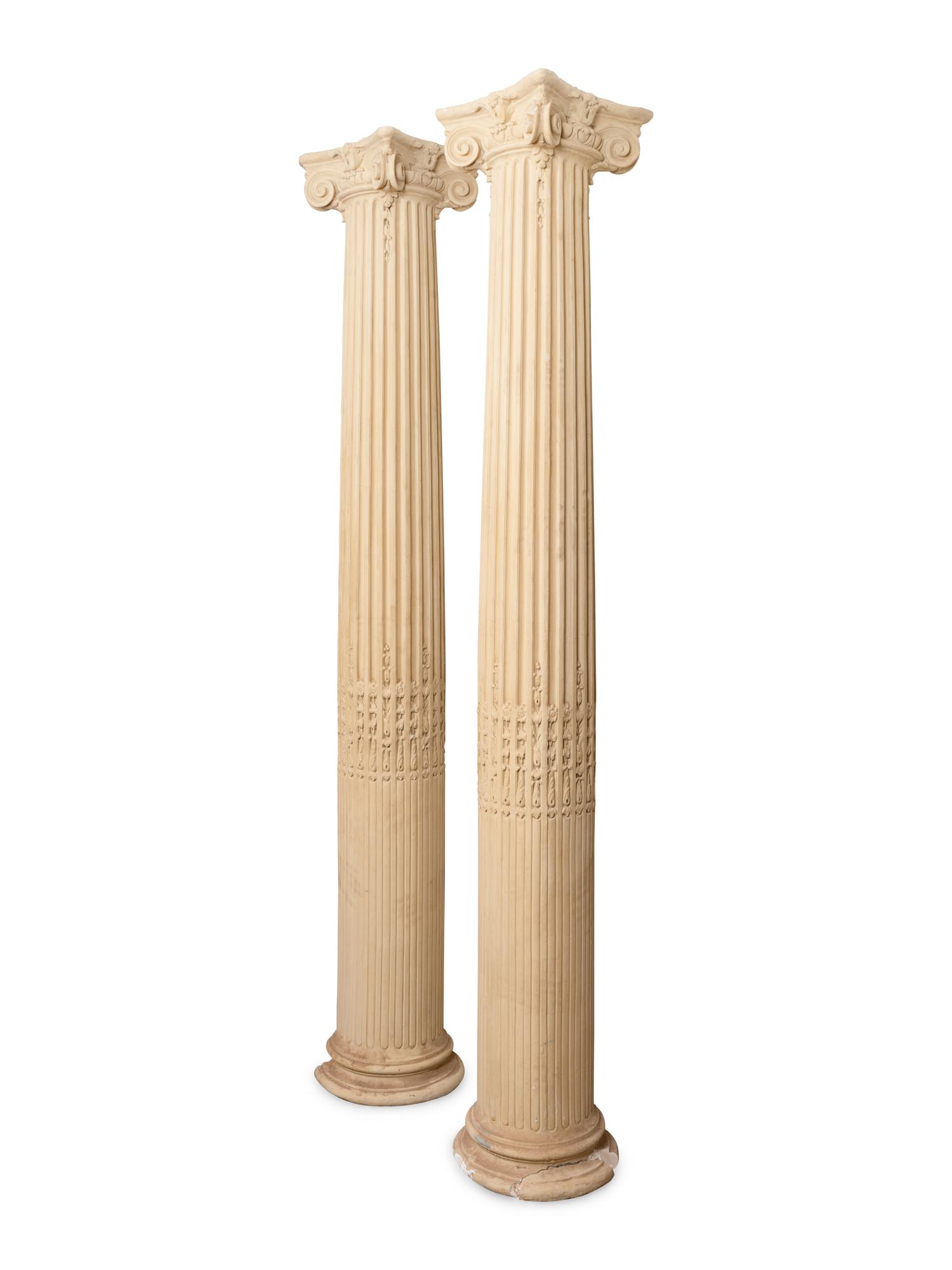 A Pair of Monumental Plaster Corinthian Columns
