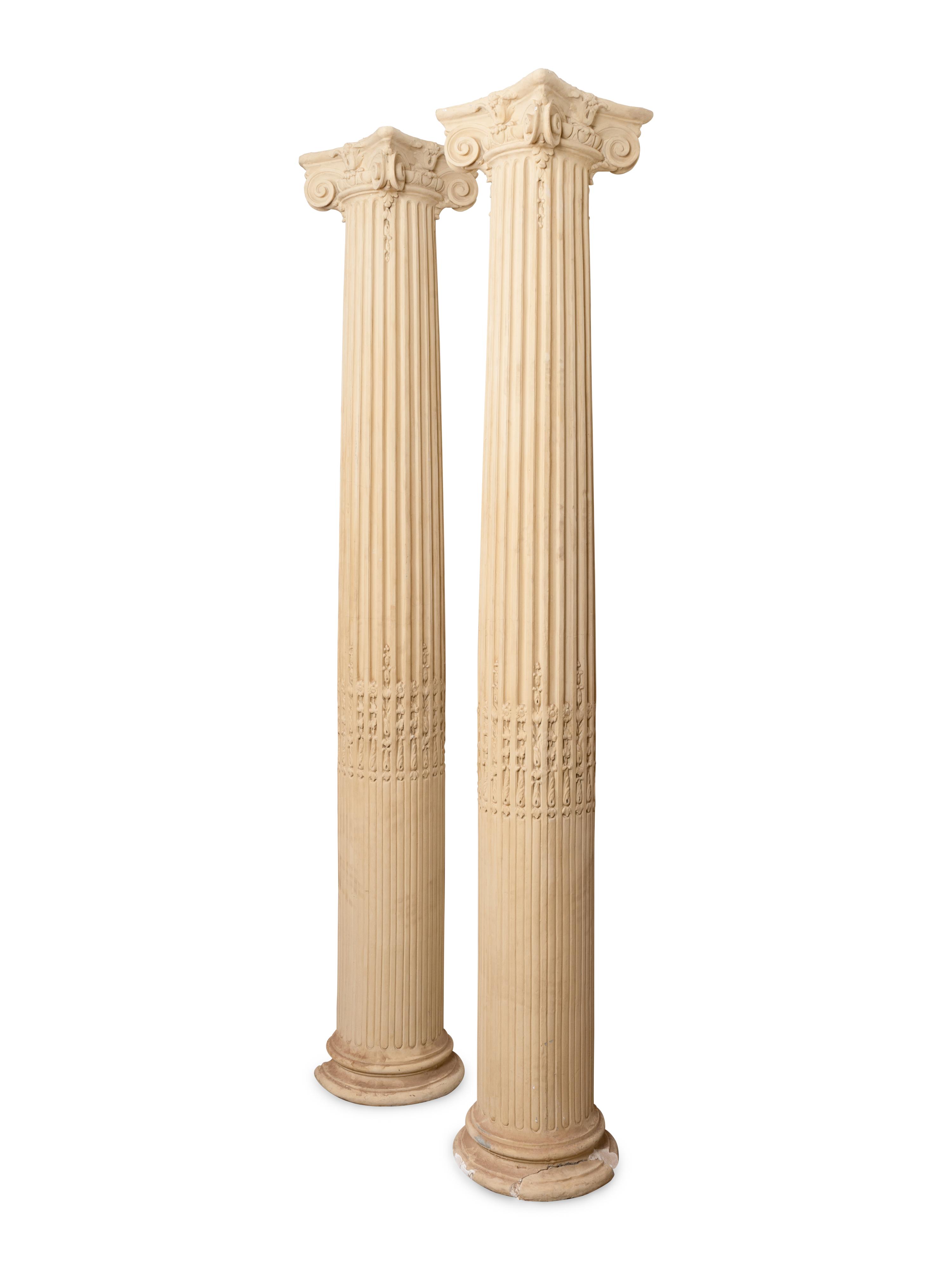 A Pair of Monumental Plaster Corinthian Columns