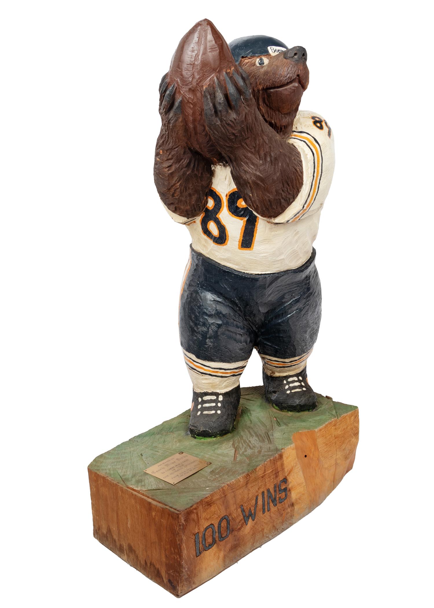 A Large Carved Chicago Bear Gifted by 1991-92 Team to Mike Ditka Formerly Displayed at Mike Ditka's Restaurant