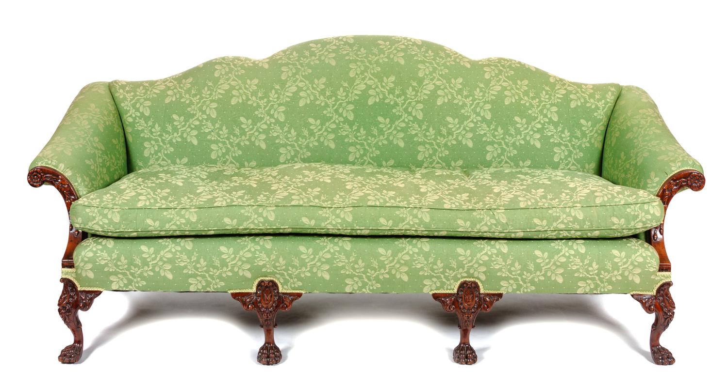 An Irish Mahogany Settee Height 40 x width 83 x depth 31 inches. — 18TH/19TH CENTURY
