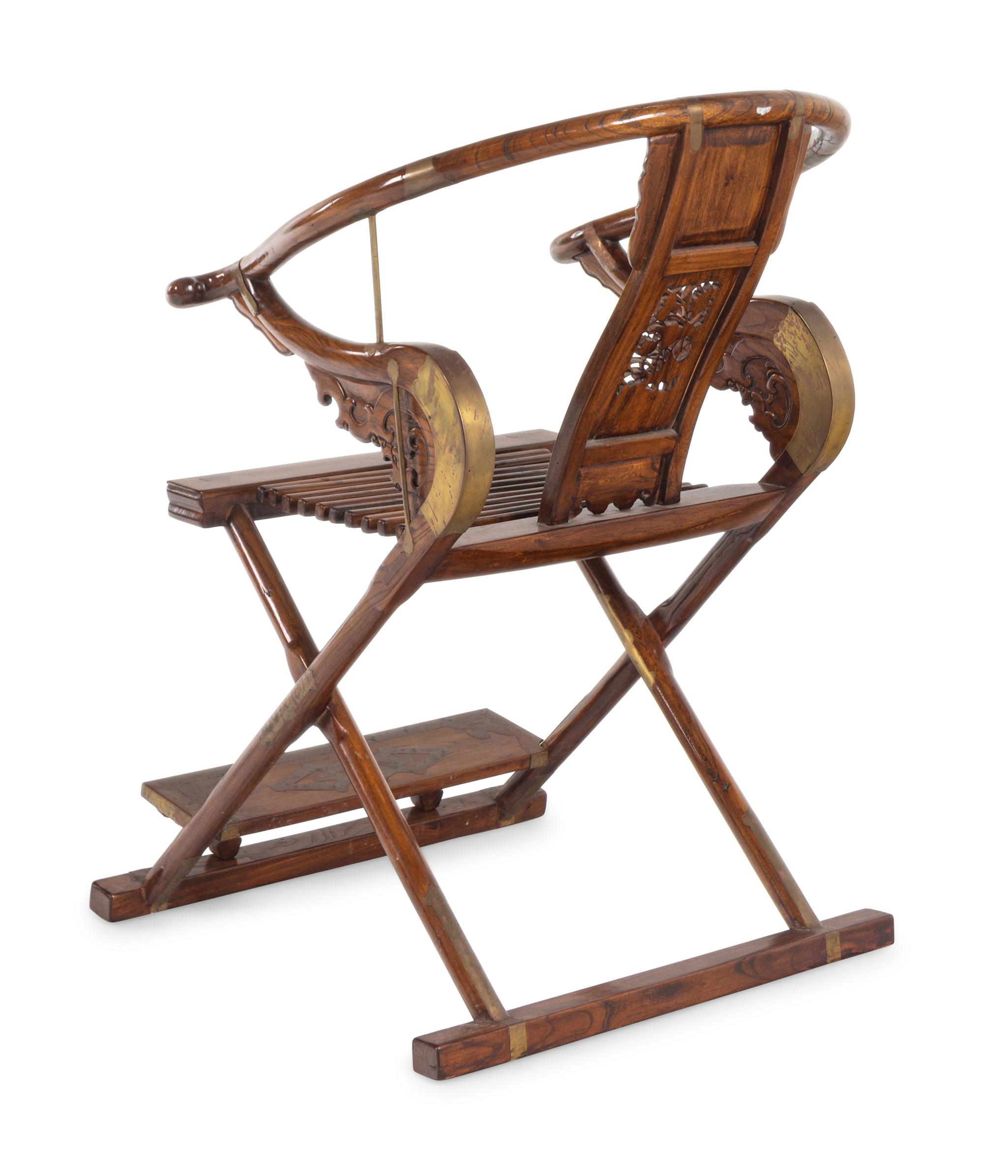 A Pair of Hardwood Folding Armchairs, Jiaoyi