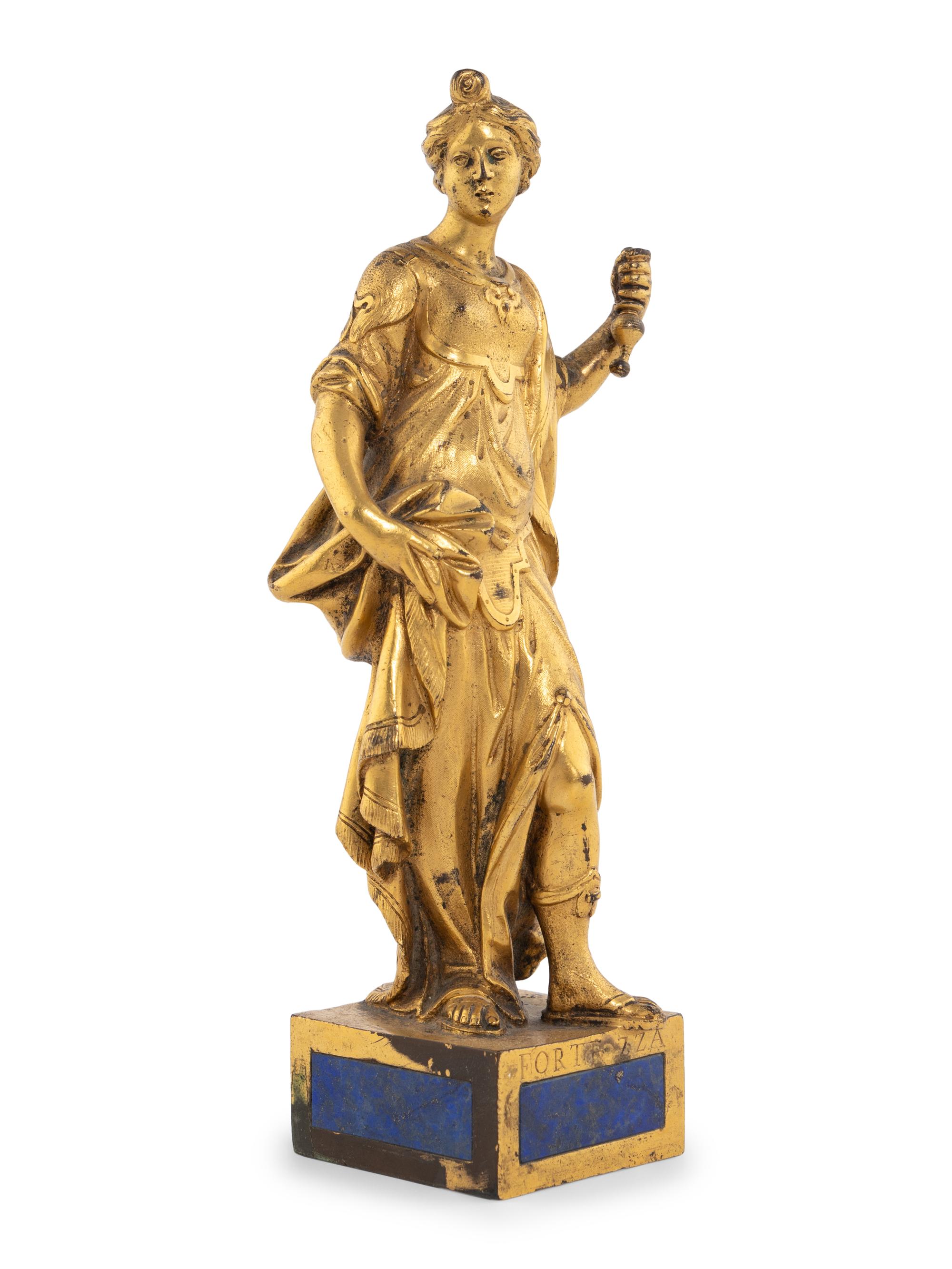 A North Italian Gilt Bronze Figure of Fortitude