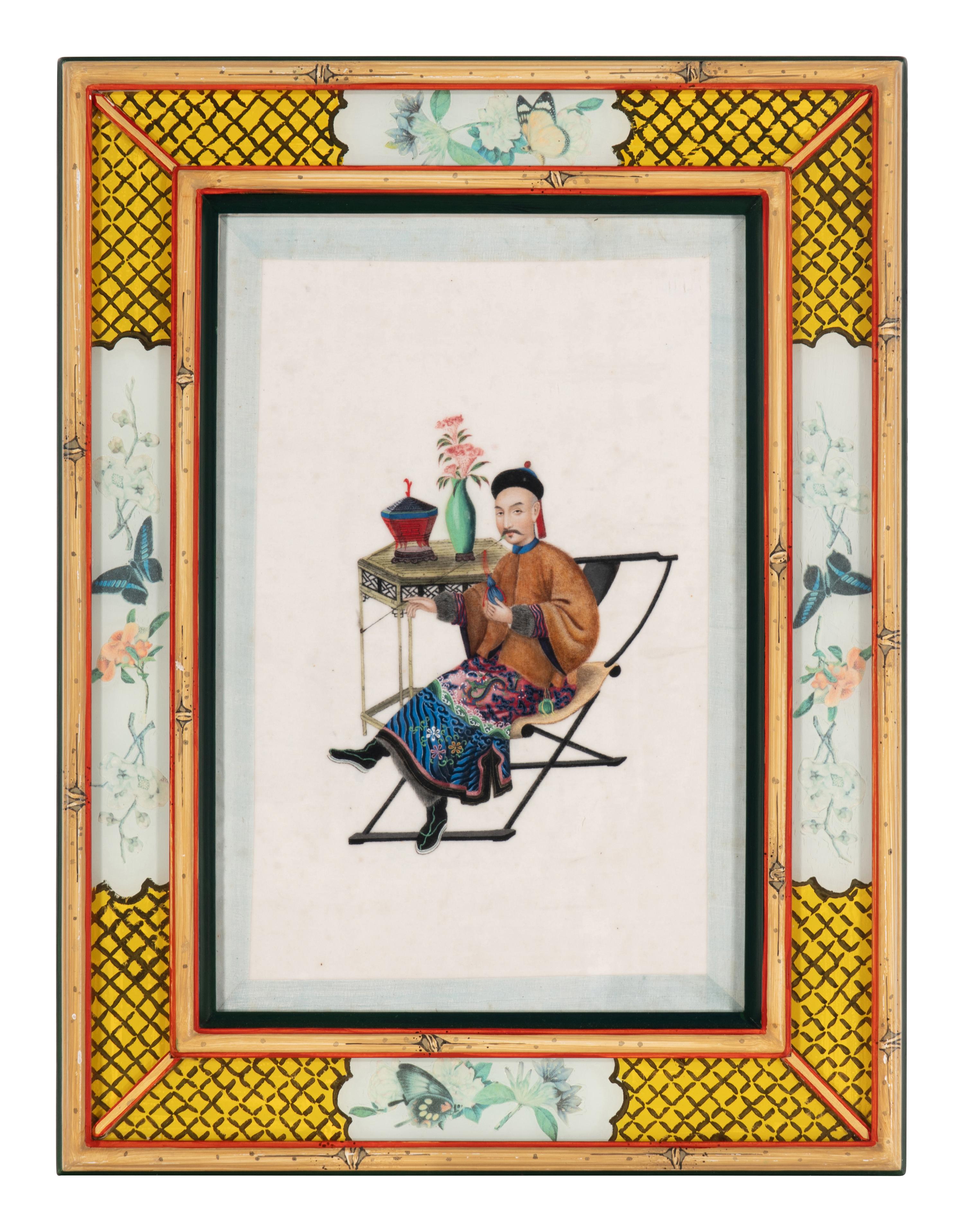 A Set of 12 Chinese Export Pith Paintings, Late 19th/Early 20th Century 清晚期 通草畫人物圖鏡框12幅