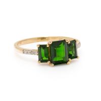DIOPSIDE, DIAMOND, AND YELLOW GOLD RING