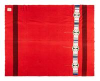 Sioux Beaded Hide Blanket Strip on Hudson Bay Blanket
