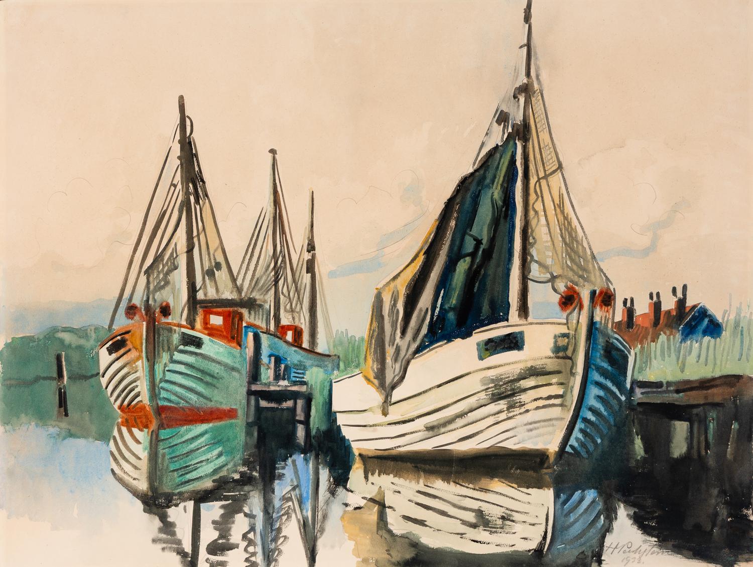 Fischkutter im Lebastrom II (Fishing Boats in the Lebastrom II) , 1933