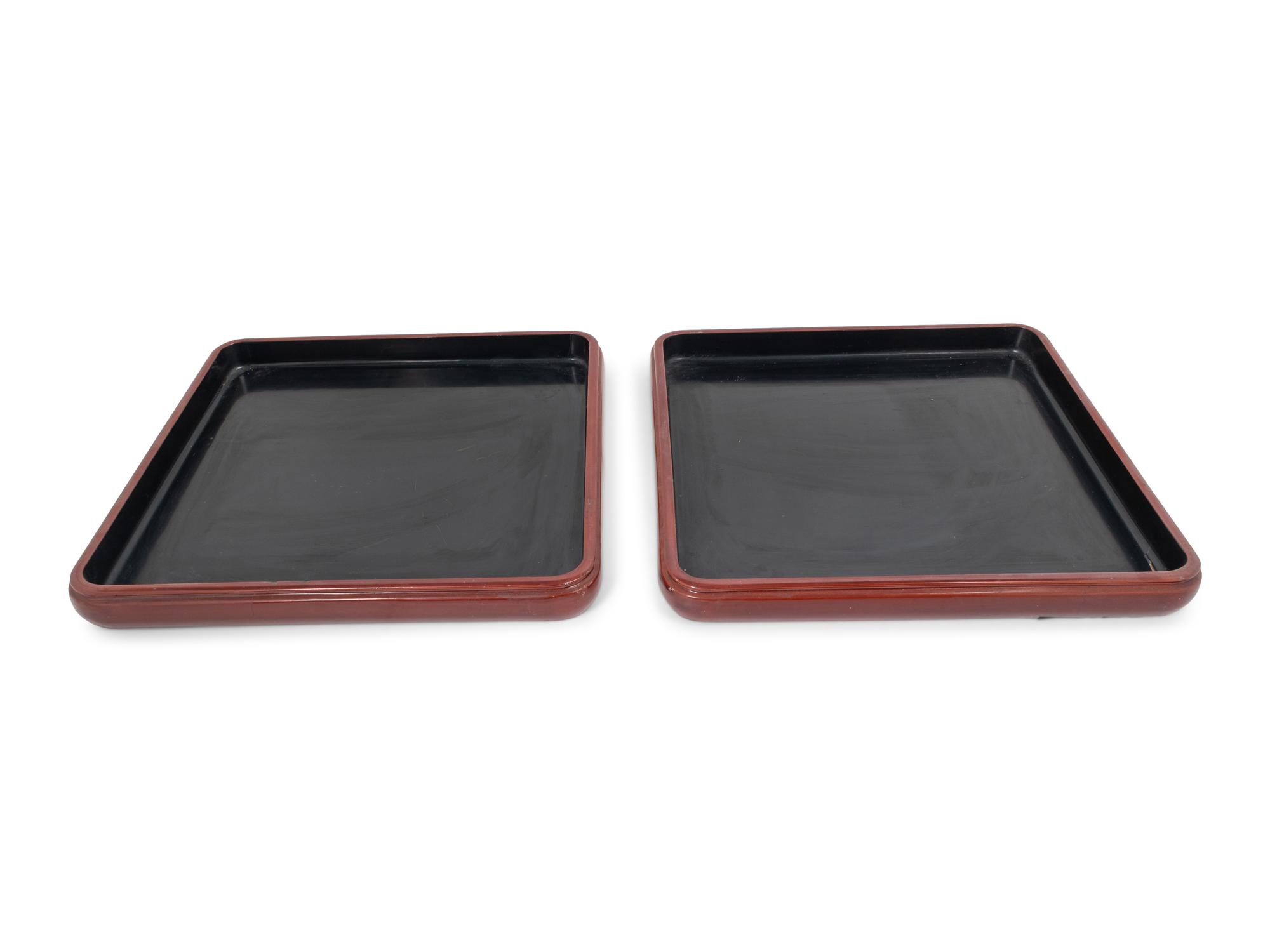 A Pair of Red Lacquer Trays
