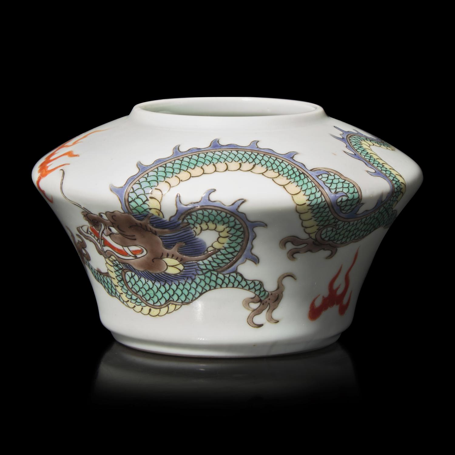 A Chinese Famille Verte "Dragon" Water Coup — 五彩龍紋水丞