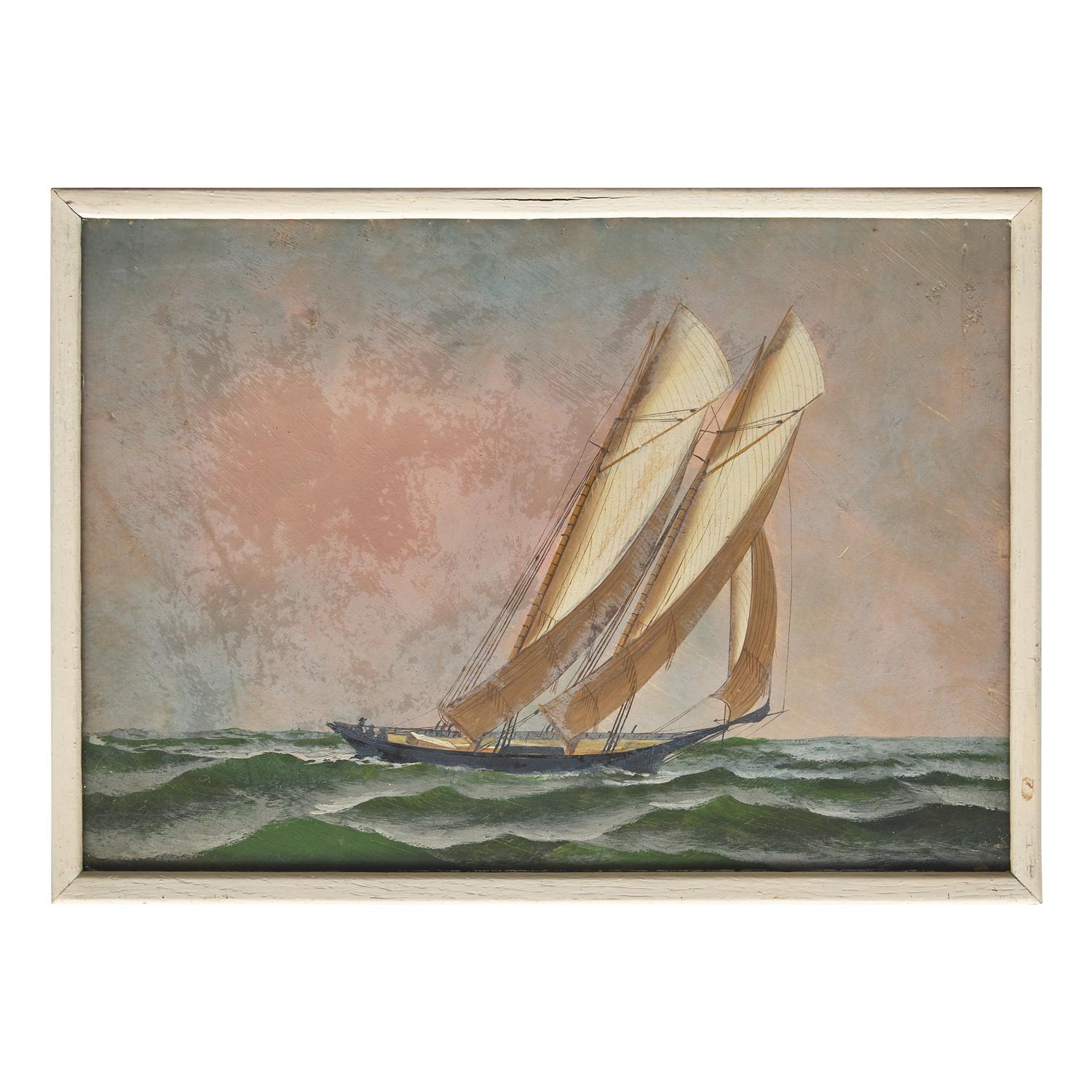Antonio Jacobsen (American-Danish, 1850-1921) — Single Yacht Facing Right