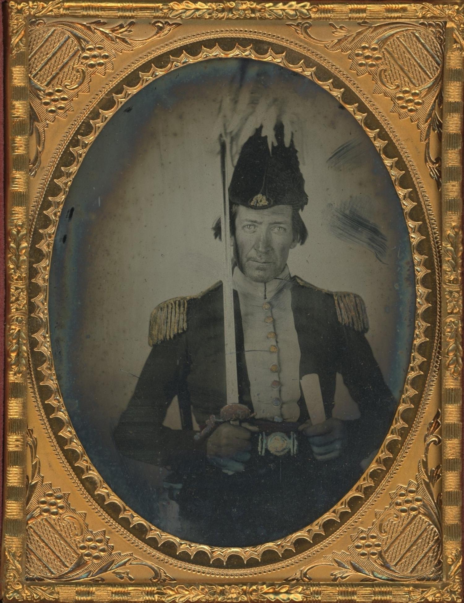 [Ambrotype] Quarter-plate Militia Man with Sword
