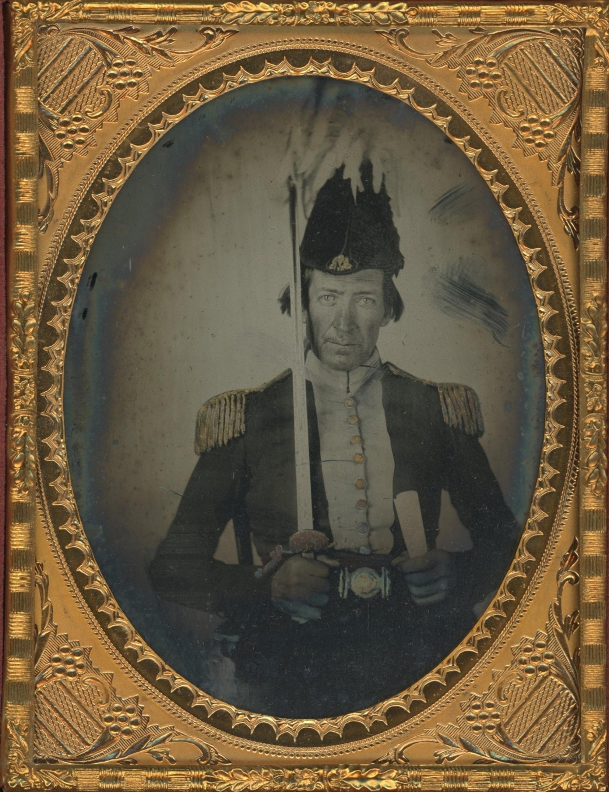 [Ambrotype] Quarter-plate Militia Man with Sword