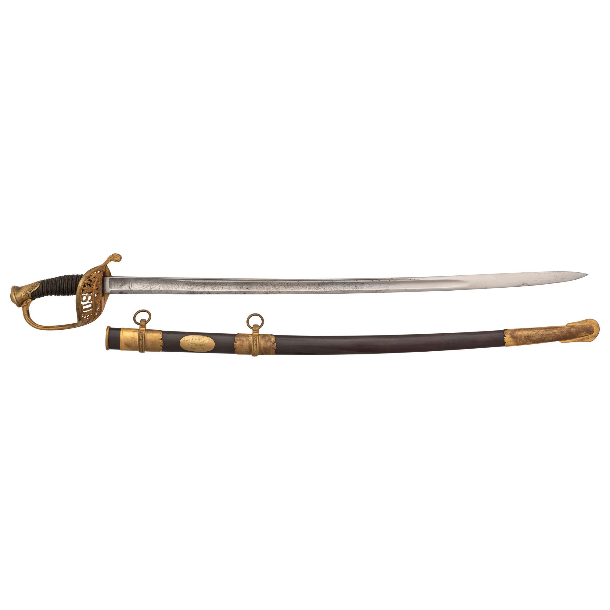 Published Horstman Model 1850 Staff & Field Officers Topographical Engineers Sword Inscribed to Lt. O.G. Wagner - Died of Wounds at Yorktown