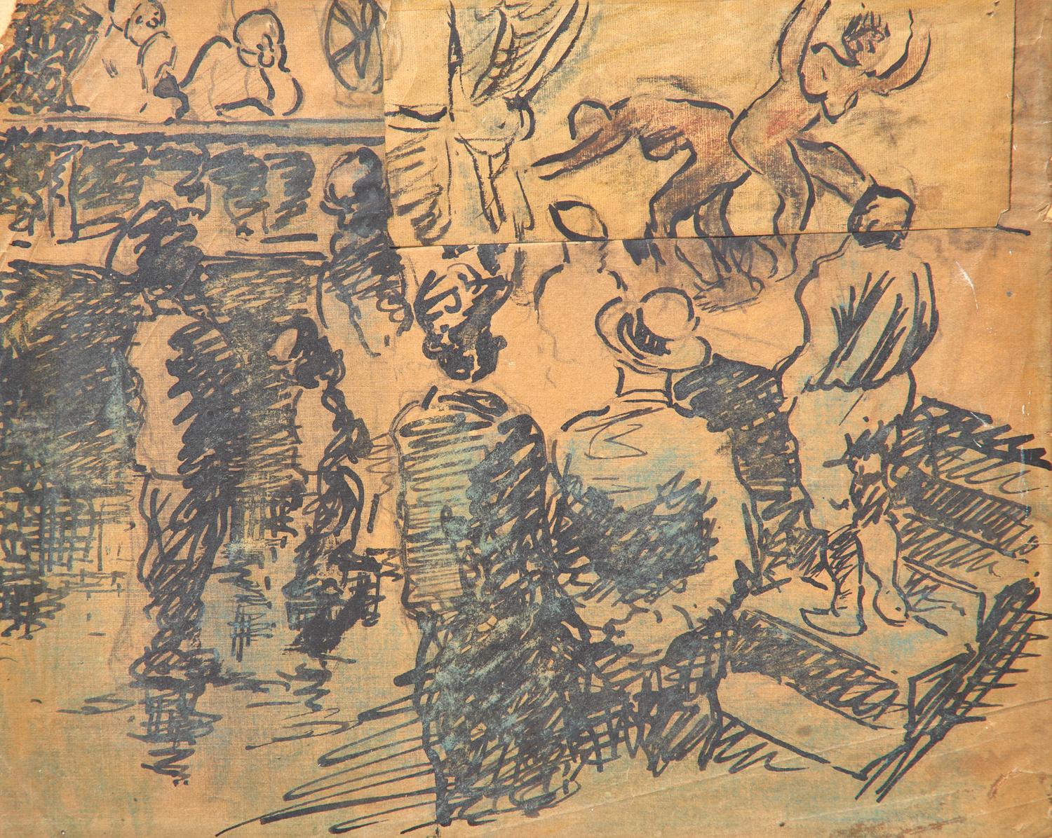 Two Works: The Artist and His Model; with Ballroom Couple (A Double-Sided Work); together with Cabaret , 1905 (2)