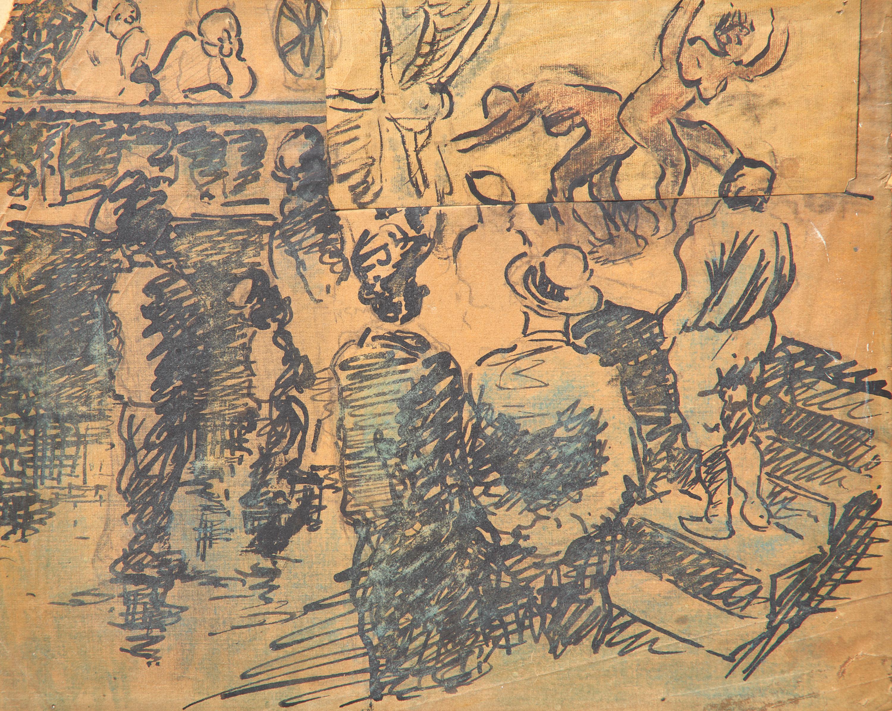 Two Works: The Artist and His Model; with Ballroom Couple (A Double-Sided Work); together with Cabaret , 1905 (2)