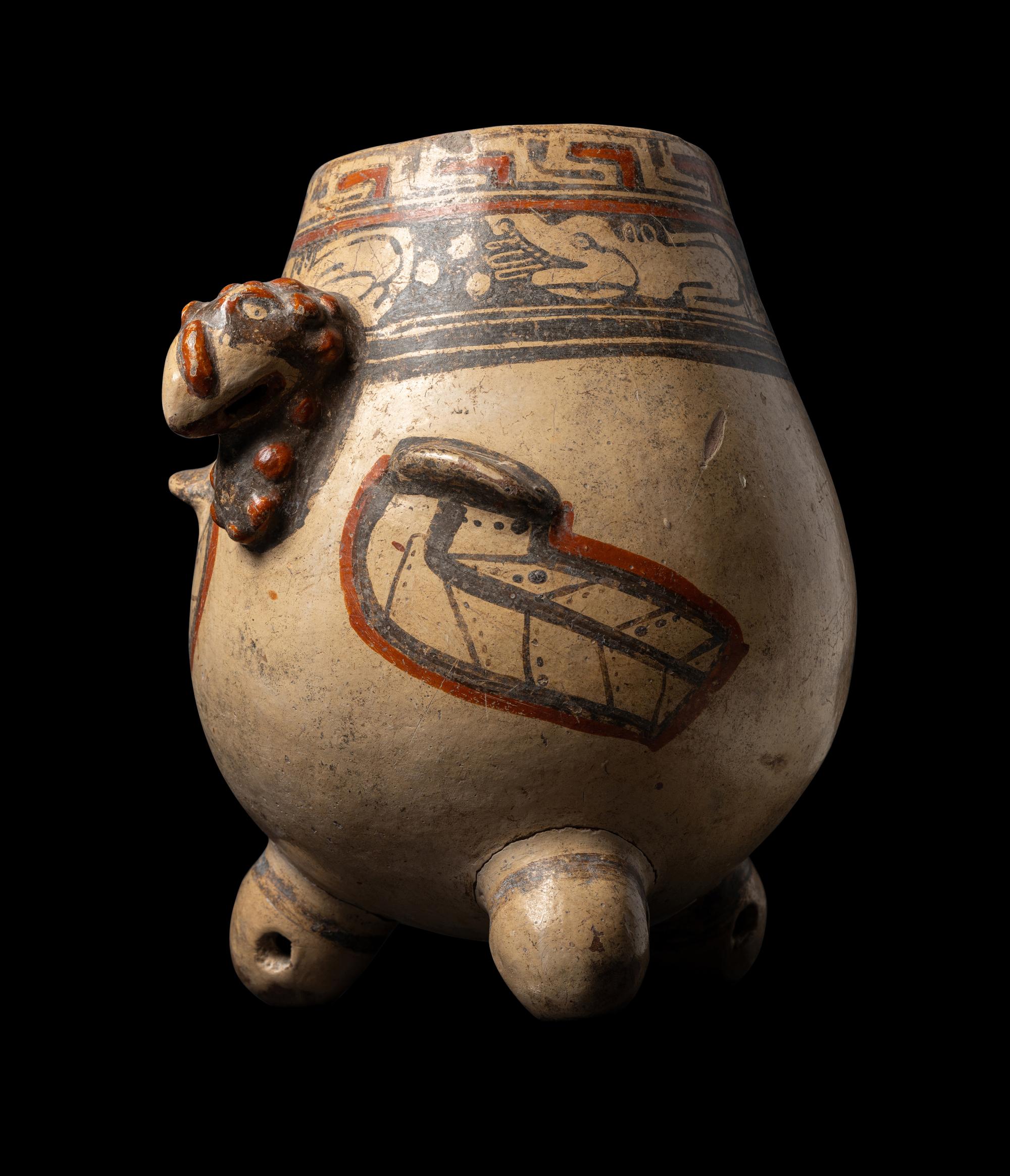 A Nicoya Polychrome Vulture Effigy Vessel