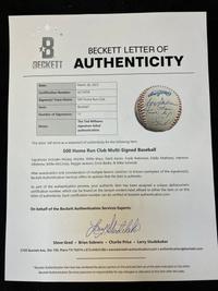 A 500 Home Run Club Signed Autograph Baseball - 10 Signatures (Beckett Authentication Services Letter),