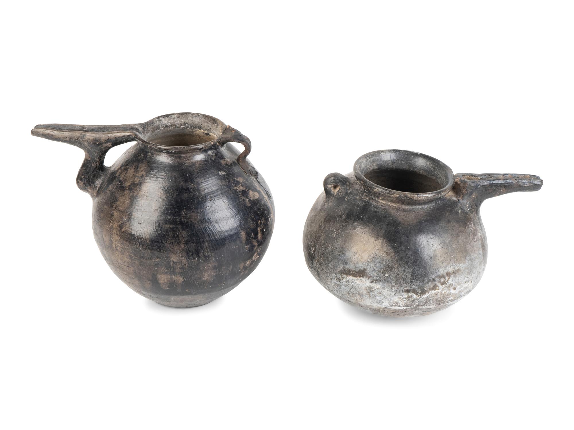 Two Amlash Grey Ware Spouted Vessels