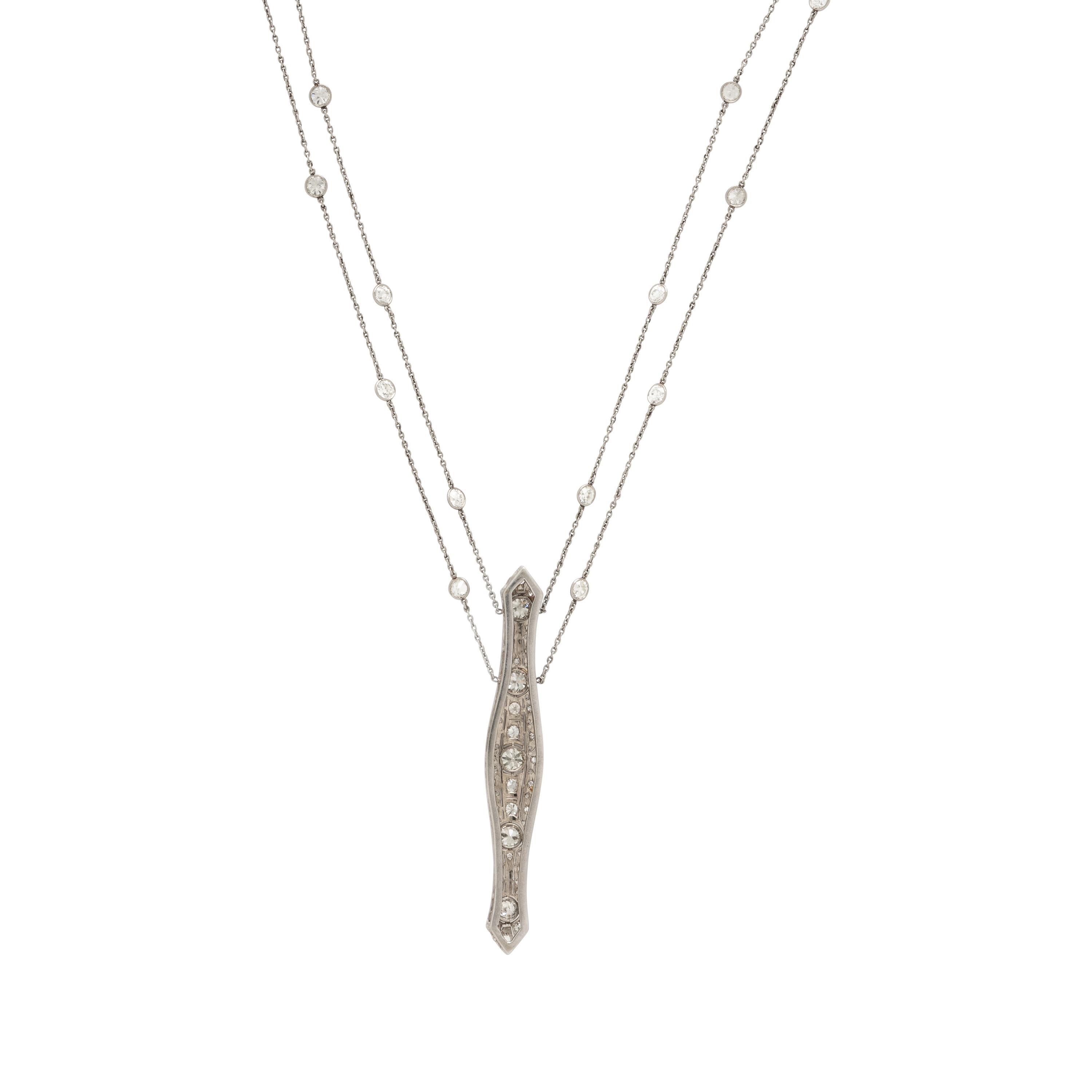 Diamond, Platinum, and White Gold Necklace