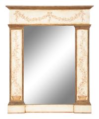 A Neoclassical Style Painted and Parcel Gilt Mirror