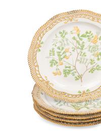 A Set of Twenty-Nine Royal Copenhagen Flora Danica Reticulated Porcelain Dinner Plates