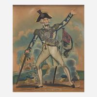 A group of four English "tinsel" dressed figures or prints depicting historical figures 19th century