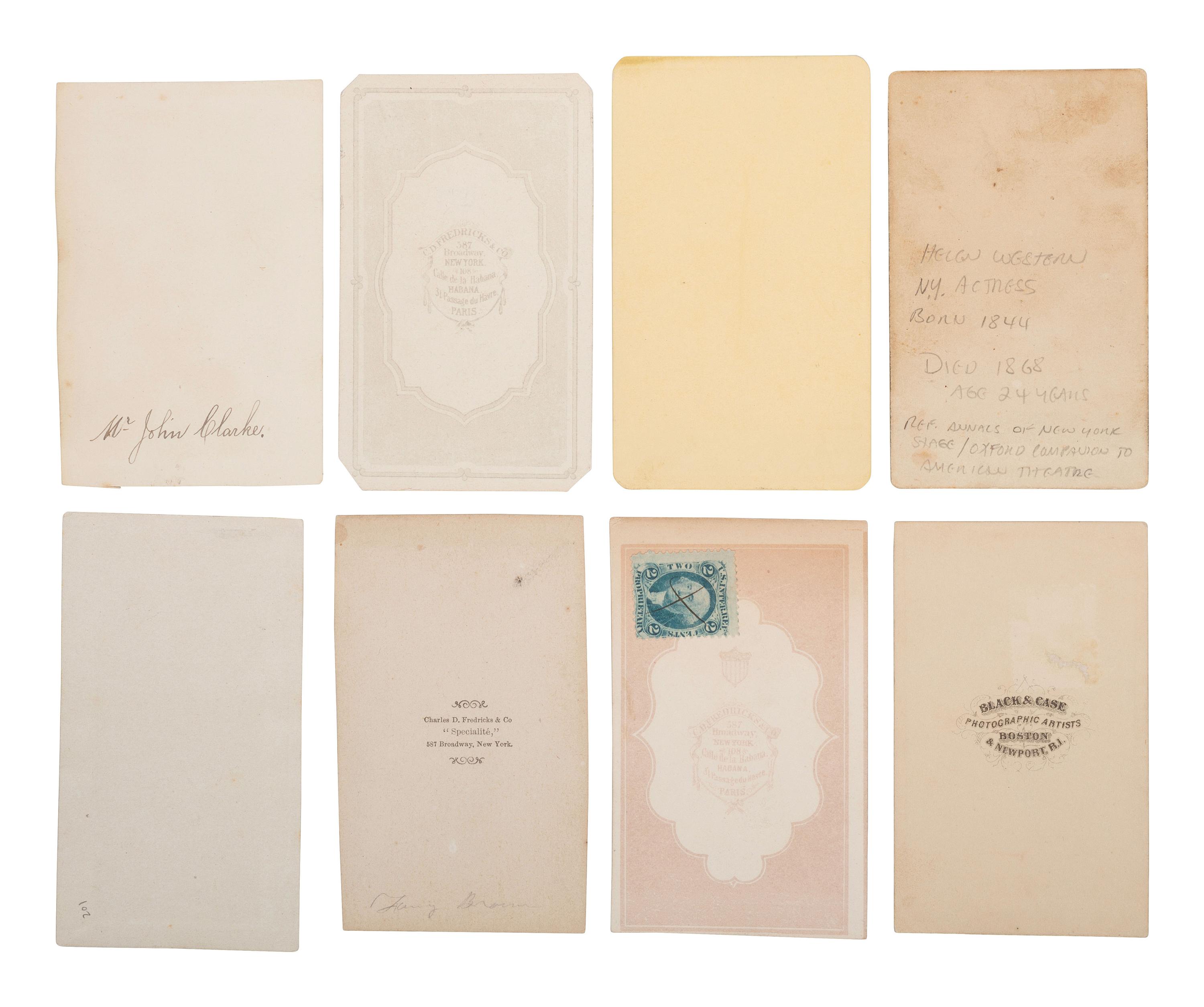 [LINCOLN ASSASSINATION]. A group of 14 CDVs of John Wilkes Booth, his family, love interests, and associates.