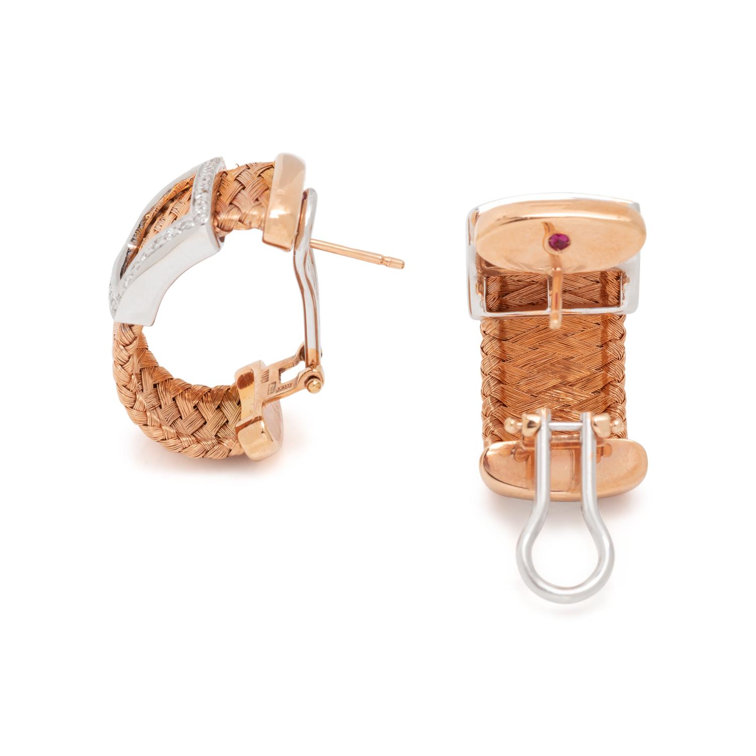 ROBERTO COIN, ROSE GOLD AND DIAMOND 'PRIMAVERA' EARCLIPS