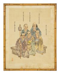 Five Chinese Ink and Color on Silk Paintings