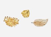 A Group of Three Yellow Gold Retro Brooches