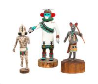 Three Hopi Carved Kachina Dolls, Joe Gash Height of tallest 9 1/4 inches.