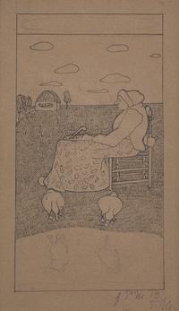 Sitzende Alte mit zwei Gänsen (Seated Old Woman with Two Geese) , circa 1899-1900