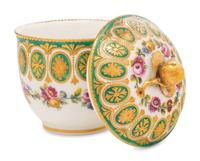A Sèvres Green-Ground Porcelain Sugar Bowl and Cover ( Pot à Sucre 'Bouret' et son Couvercle, 2ème Grandeur )
