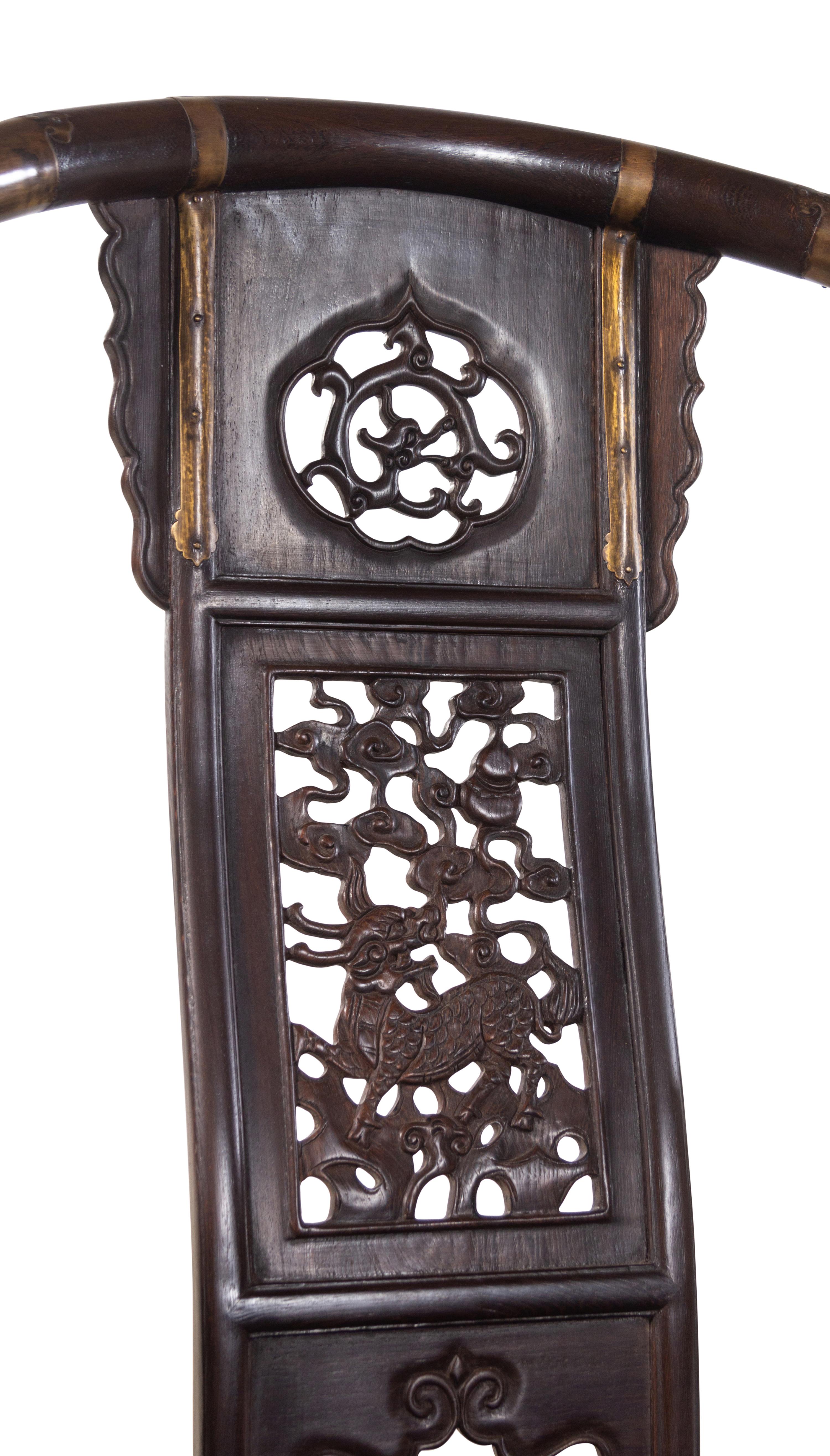 A Pair of Chinese Hardwood Traveling Armchairs, Jiaoyi